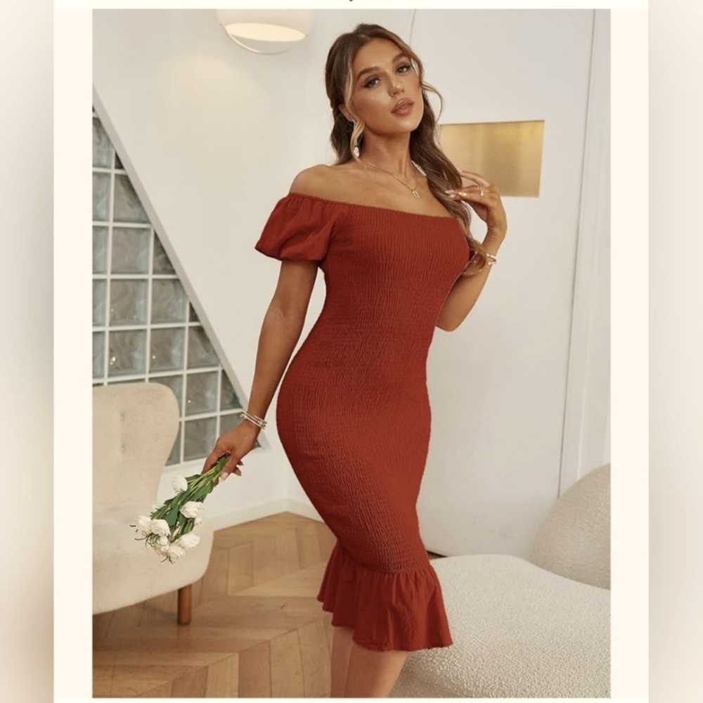 NWT Simplee Pumpkin Bodycon Stretchy Sexy Dress Size XL